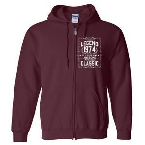 The Original Legend 1974 50th Birthday Full Zip Hoodie