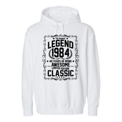 The Original Legend 1984 40th Birthday Garment-Dyed Fleece Hoodie