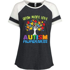 Tree Of Love Puzzle Pieces Cute Autism Awareness Enza Ladies Jersey Colorblock Tee