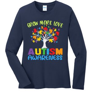 Tree Of Love Puzzle Pieces Cute Autism Awareness Ladies Long Sleeve Shirt