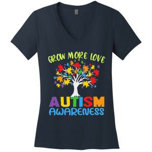 Tree Of Love Puzzle Pieces Cute Autism Awareness Women's V-Neck T-Shirt