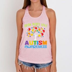 Tree Of Love Puzzle Pieces Cute Autism Awareness Women's Knotted Racerback Tank