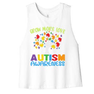 Tree Of Love Puzzle Pieces Cute Autism Awareness Women's Racerback Cropped Tank