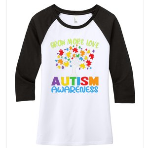 Tree Of Love Puzzle Pieces Cute Autism Awareness Women's Tri-Blend 3/4-Sleeve Raglan Shirt