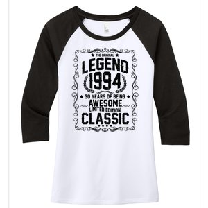 The Original Legend 1994 30th Birthday Women's Tri-Blend 3/4-Sleeve Raglan Shirt