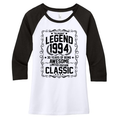 The Original Legend 1994 30th Birthday Women's Tri-Blend 3/4-Sleeve Raglan Shirt