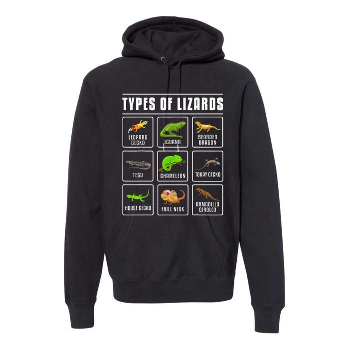 Types of Lizards Lizard Reptiles Premium Hoodie