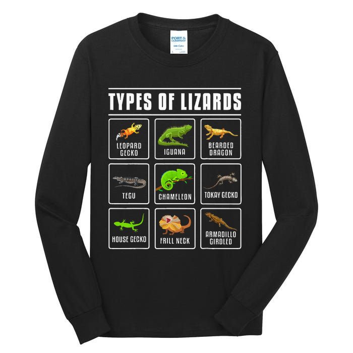 Types of Lizards Lizard Reptiles Tall Long Sleeve T-Shirt