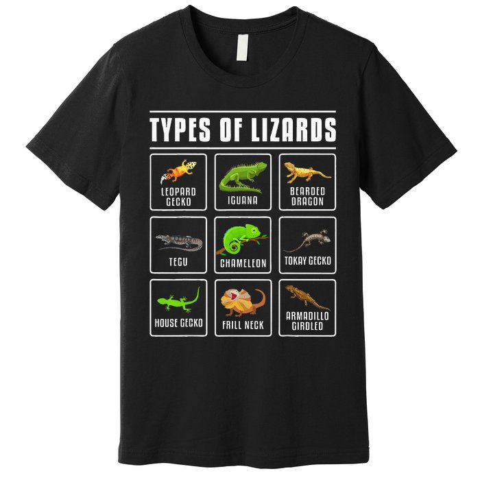 Types of Lizards Lizard Reptiles Premium T-Shirt