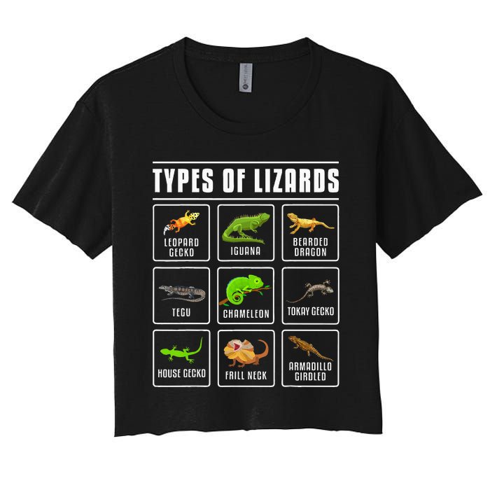 Types of Lizards Lizard Reptiles Women's Crop Top Tee