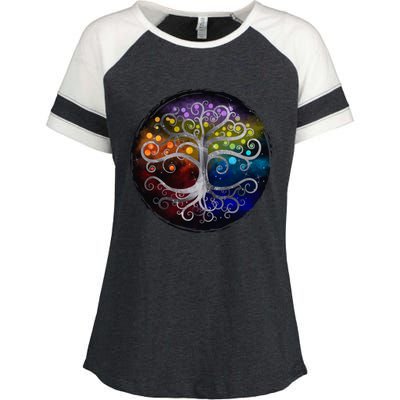 Tree Of Life Silver Swirl Enza Ladies Jersey Colorblock Tee