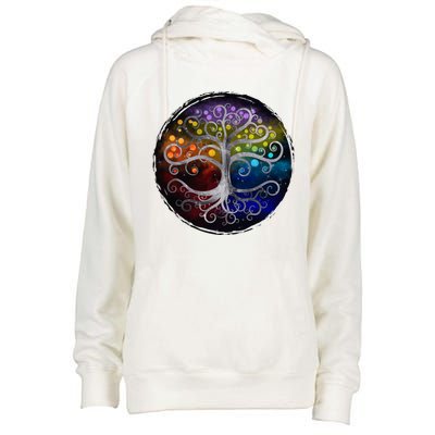 Tree Of Life Silver Swirl Womens Funnel Neck Pullover Hood