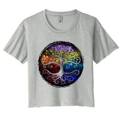 Tree Of Life Silver Swirl Women's Crop Top Tee