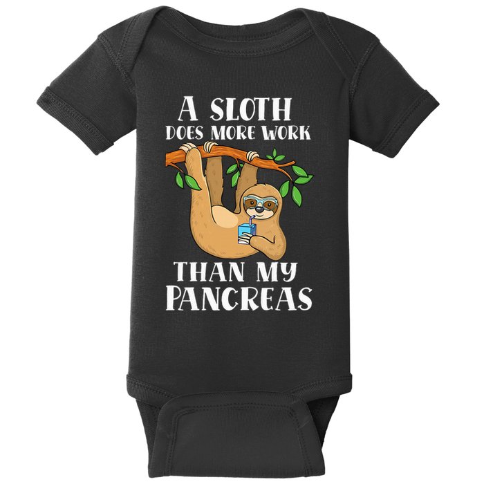 Type Onederful Lazy Cute Sloth Type 1 Diabetes Awareness Baby Bodysuit