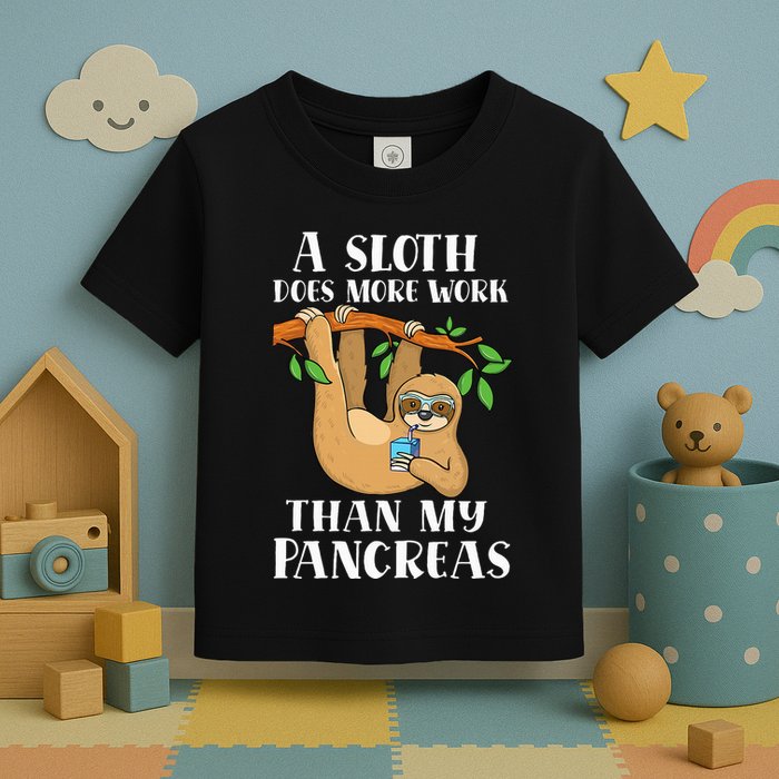 Type Onederful Lazy Cute Sloth Type 1 Diabetes Awareness Toddler T-Shirt