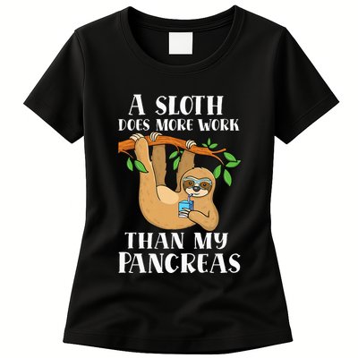 Type Onederful Lazy Cute Sloth Type 1 Diabetes Awareness Womens T-Shirt