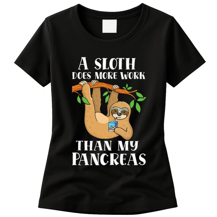 Type Onederful Lazy Cute Sloth Type 1 Diabetes Awareness Womens T-Shirt