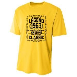 The Original Legend 1963 60th Birthday Youth Performance Sprint T-Shirt