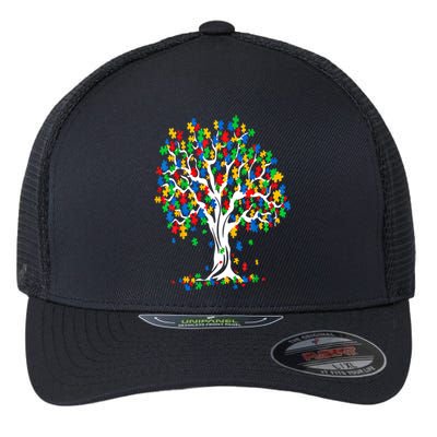 Tree Of Life Autism Awareness Month Funny Asd Supporter Funny Gift Flexfit Unipanel Trucker Cap