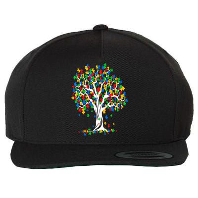 Tree Of Life Autism Awareness Month Funny Asd Supporter Funny Gift Wool Snapback Cap