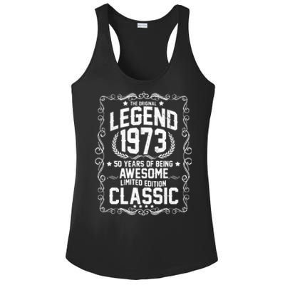 The Original Legend 1973 50th Birthday Ladies PosiCharge Competitor Racerback Tank