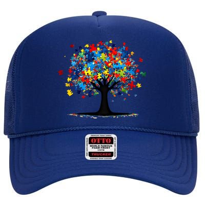 Tree Of Life Autism Awareness Day Autistic Gift High Crown Mesh Back Trucker Hat