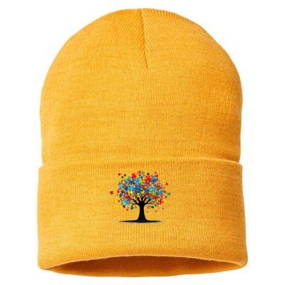 Tree Of Life Autism Awareness Day Autistic  Women Sustainable Knit Beanie