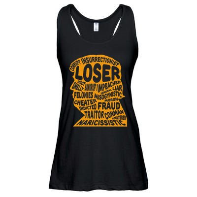 Trump Outline Loser Corrupt Idiot Liar Felonies Fraud Ladies Essential Flowy Tank