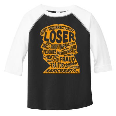 Trump Outline Loser Corrupt Idiot Liar Felonies Fraud Toddler Fine Jersey T-Shirt