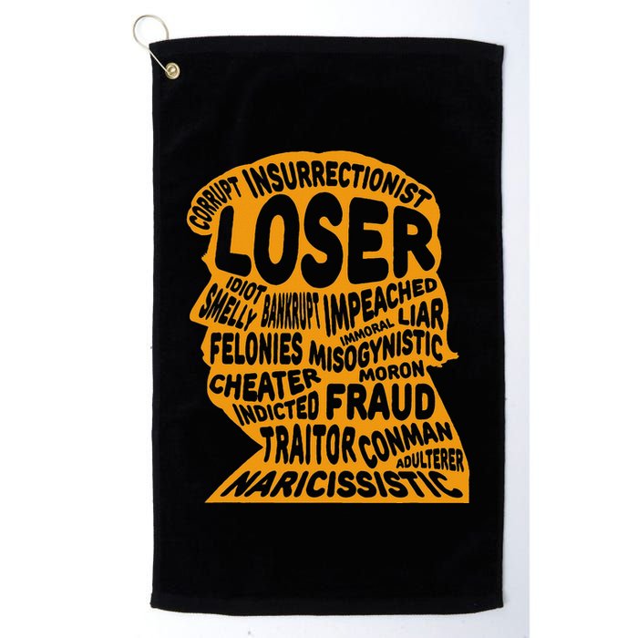 Trump Outline Loser Corrupt Idiot Liar Felonies Fraud Golf Towel