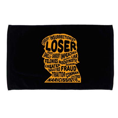 Trump Outline Loser Corrupt Idiot Liar Felonies Fraud Microfiber Hand Towel