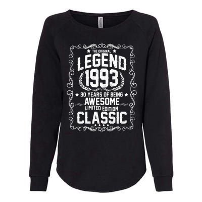 The Original Legend 1993 30th Birthday Womens California Wash Sweatshirt