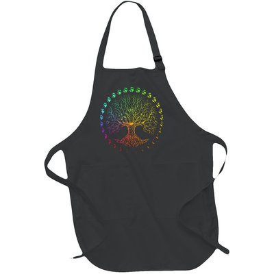 Tree Of Life Phases Of The Moon Gift Full-Length Apron With Pockets