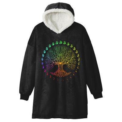 Tree Of Life Phases Of The Moon Gift Hooded Wearable Blanket