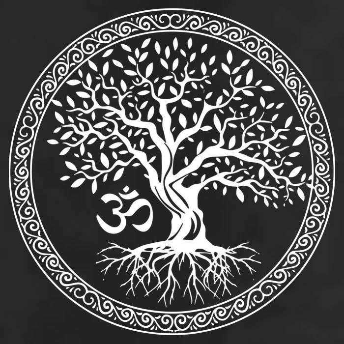 Tree Of Life With Om Symbol Yoga Zen Meditation Spiritual 7 Panel Mesh Trucker Snapback Hat