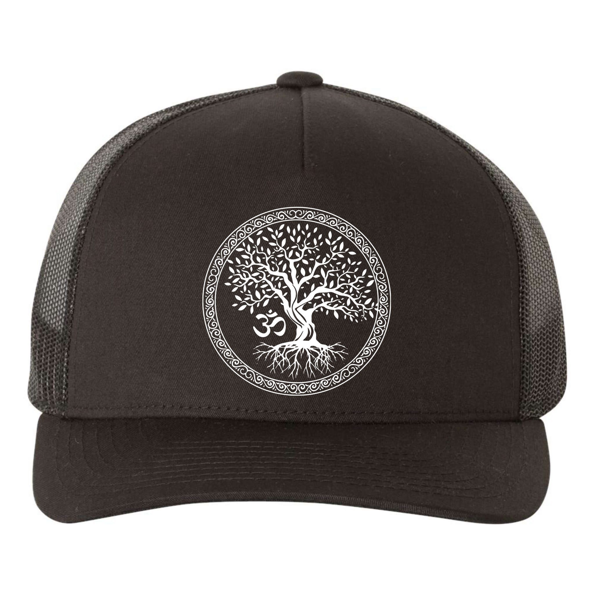 Tree Of Life With Om Symbol Yoga Zen Meditation Spiritual Yupoong Adult 5-Panel Trucker Hat