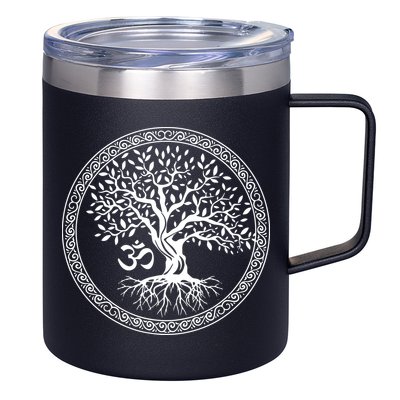 Tree Of Life With Om Symbol Yoga Zen Meditation Spiritual 12oz Stainless Steel Coffee Mug