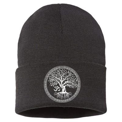 Tree Of Life With Om Symbol Yoga Zen Meditation Spiritual Sustainable Knit Beanie