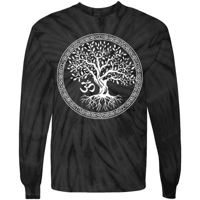 Tree Of Life With Om Symbol Yoga Zen Meditation Spiritual Tie-Dye Long Sleeve Shirt