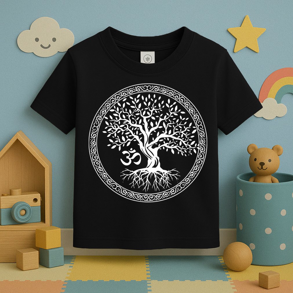 Tree Of Life With Om Symbol Yoga Zen Meditation Spiritual Toddler T-Shirt