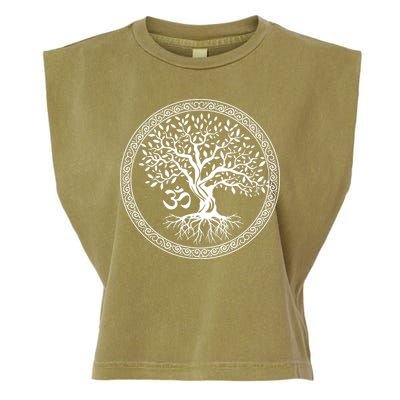 Tree Of Life With Om Symbol Yoga Zen Meditation Spiritual Garment-Dyed Women's Muscle Tee