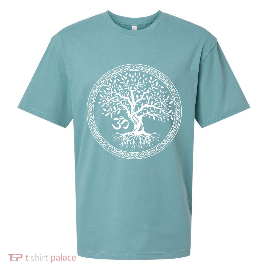 Tree Of Life With Om Symbol Yoga Zen Meditation Spiritual Sueded Cloud Jersey T-Shirt