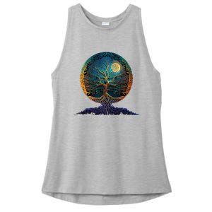 Tree Of Life Yoga Zen Namaste Meditation Ladies PosiCharge Tri-Blend Wicking Tank