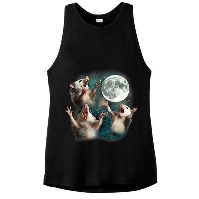 Three Opposum Moon 3 Possum Dead Moon Weird Cursed Meme Ladies PosiCharge Tri-Blend Wicking Tank