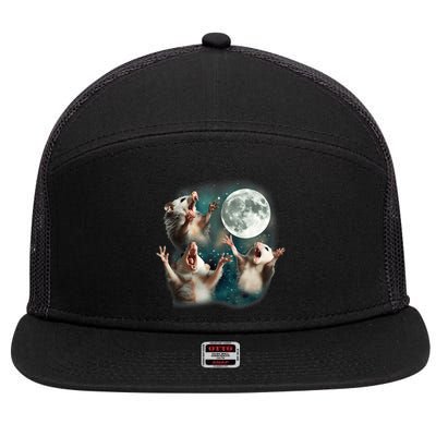 Three Opposum Moon 3 Possum Dead Moon Weird Cursed Meme 7 Panel Mesh Trucker Snapback Hat