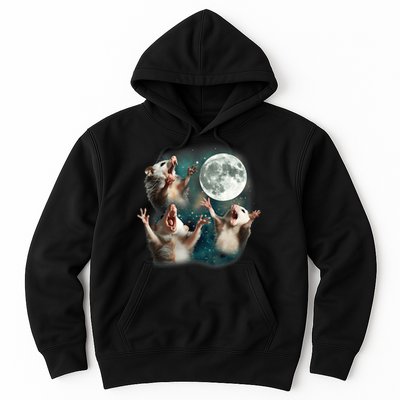 Three Opposum Moon 3 Possum Dead Moon Weird Cursed Meme Hoodie