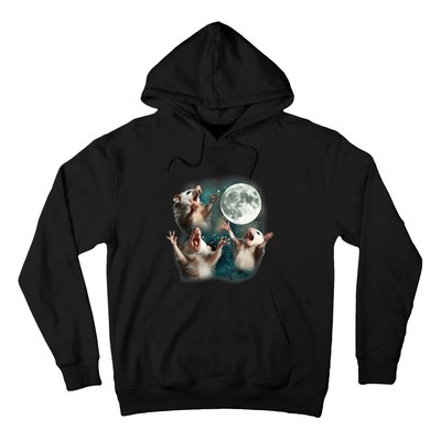 Three Opposum Moon 3 Possum Dead Moon Weird Cursed Meme Hoodie