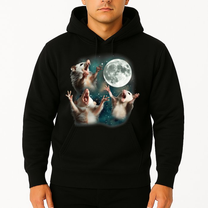Three Opposum Moon 3 Possum Dead Moon Weird Cursed Meme Hoodie