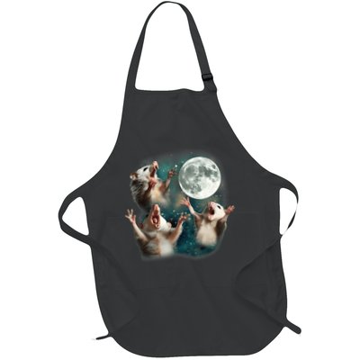 Three Opposum Moon 3 Possum Dead Moon Weird Cursed Meme Apron