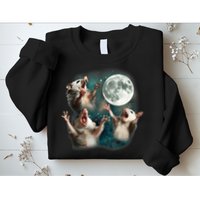 Three Opposum Moon 3 Possum Dead Moon Weird Cursed Meme Sweatshirt